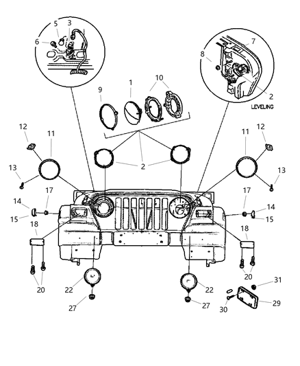 2006 Jeep Wrangler Lamp Fog Diagram for 55077917AB