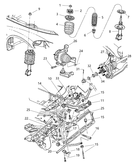 2002 Chrysler PT Cruiser Cushion Sway Eliminator Diagram for 4656597AA