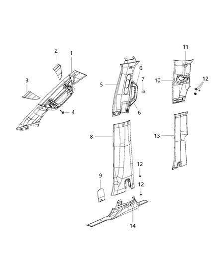2019 Ram 1500 Plate Scuff Lower B - Pillar Diagram for 6DQ89HL1AB