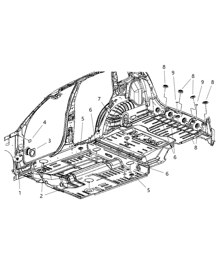 2001 Chrysler PT Cruiser Plugs - Floor Pan Diagram