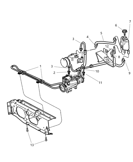2000 Jeep Cherokee Power Steering Hoses And Reservoir Diagram 1 - Thumbnail