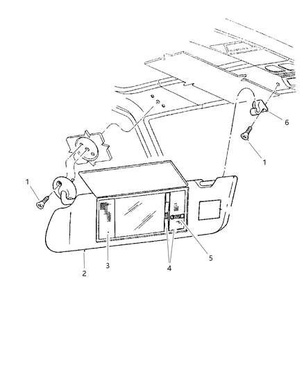 1997 Jeep Grand Cherokee Visor Illuminated Diagram for 5FK66RT6AB