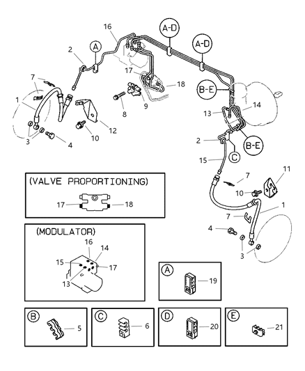 2003 Dodge Stratus Tube Front Brake Diagram for MR977237