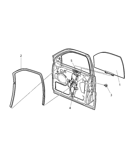 2005 Jeep Liberty Regulator Front Door Window Diagram for 55360031AJ