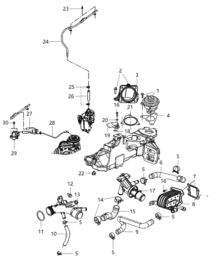 2009 Jeep Wrangler EGR Valve & Related Diagram 1 - Thumbnail