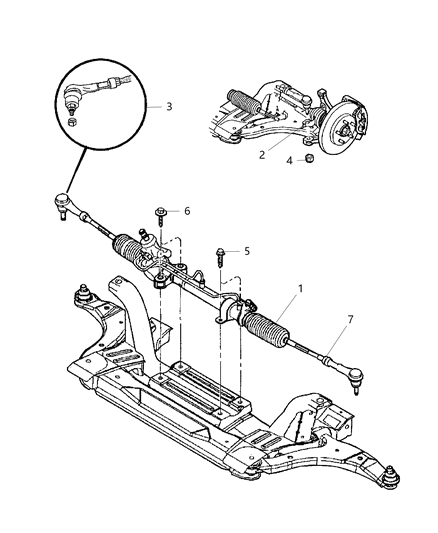 2008 Chrysler PT Cruiser Steering Gear Diagram for 5085317AC