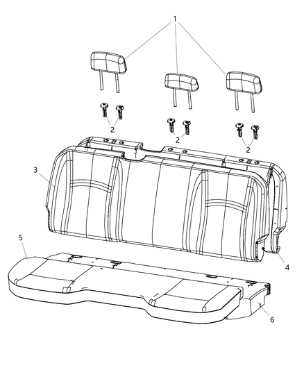 2020 Ram 1500 Classic Rear Seat, Bench Diagram 1 - Thumbnail