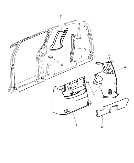 1999 Dodge Caravan Quarter Panel of Interior Trim Diagram 3 - Thumbnail