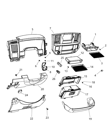 2008 Dodge Ram 5500 Switch Bezel, Driver Side Diagram for 5KK43DX9AB
