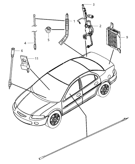 2006 Chrysler Sebring Antenna Diagram for 4760888AB
