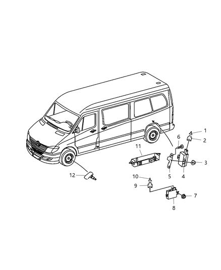 2009 Dodge Sprinter 2500 Sensor Tire Pressure Valve Stem Diagram for 68006771AA
