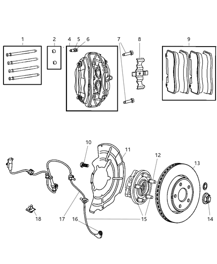 2009 Jeep Grand Cherokee Rotor, Front Diagram for 5290733AB