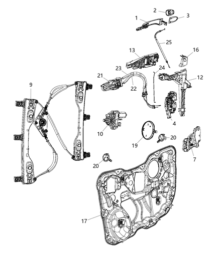 2014 Jeep Cherokee Lock Actuator, Front Diagram for 68164357AA