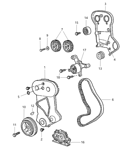 2006 Chrysler Sebring Timing Belt / Chain & Cover Diagram 1 - Thumbnail