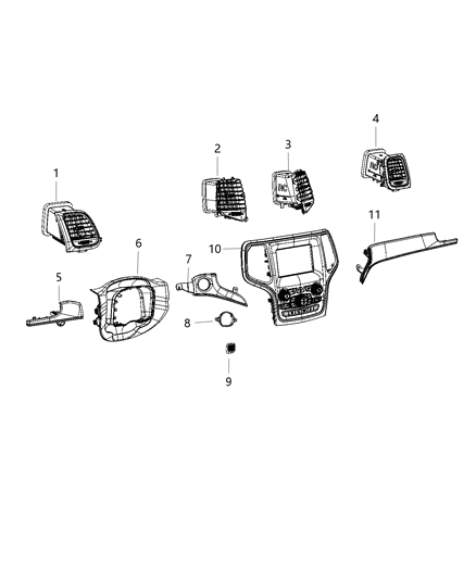 2021 Jeep Grand Cherokee Instrument Panel - Trim Diagram