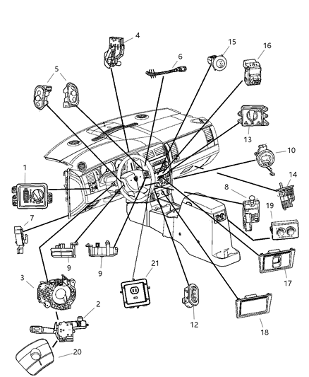 2007 Dodge Durango Switch Headlamp Diagram for 68020345AB