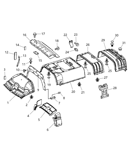 2007 Dodge Sprinter 2500 Inner Paneling, Roof Diagram 1 - Thumbnail
