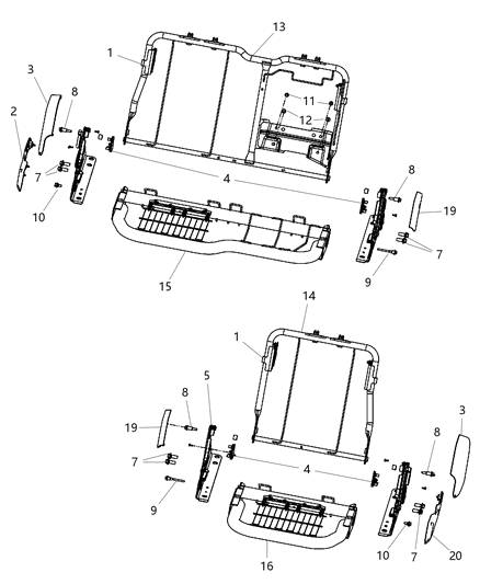 2014 Ram 1500 Inner Cover, Brown, Rear Driver Side Diagram for 5NN95LU7AA