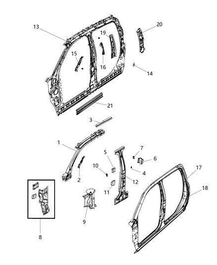 2018 Ram 2500 Reinforcement, Driver Side Diagram for 55372593AA