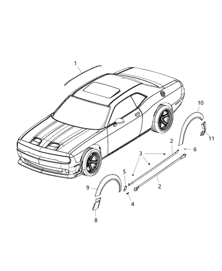 2020 Dodge Challenger Wheel Flare, Front Driver Side Diagram for 6EY83TZZAG