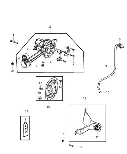 2012 Jeep Liberty Carrier Housing Drain Plug Diagram for 5066054AB