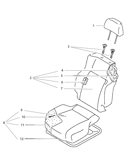 1999 Dodge Avenger Seat Cushion, Gray, Front Diagram for MR731019