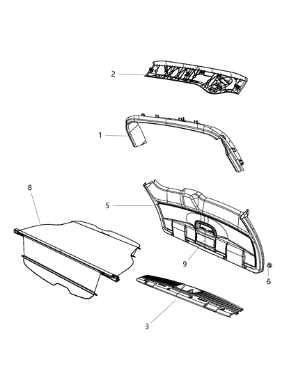 2012 Ram C/V Liftgate Panels & Scuff Plate Diagram