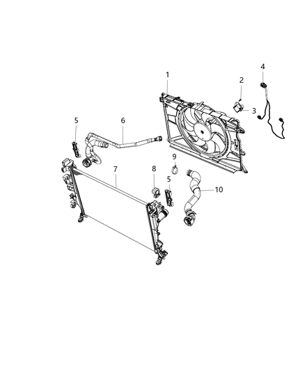 2015 Jeep Renegade Radiator Engine Cooling Diagram for 68260453AA