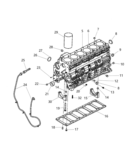 2004 Dodge Ram 2500 Plate Cylinder Block Stiffener Diagram for 5093063AB
