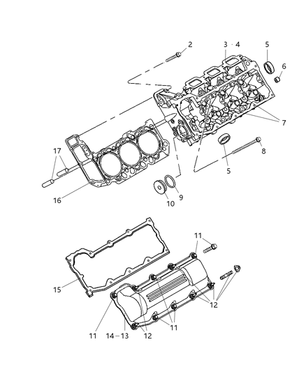 2005 Dodge Ram 1500 Cylinder Head & Cover Diagram 1 - Thumbnail