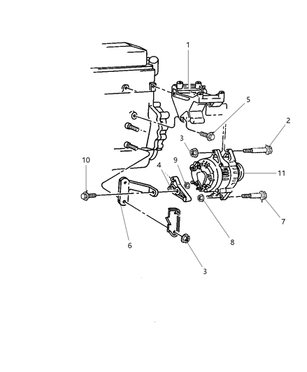 1999 Dodge Dakota Alternator & Mounting Diagram 1 - Thumbnail