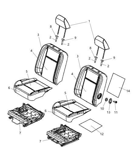 2008 Dodge Ram 3500 Cab Chassis Front Seat - Bucket Diagram 2 - Thumbnail