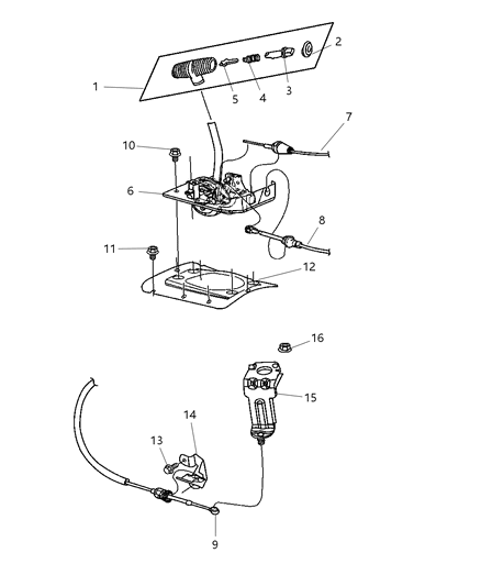 2006 Jeep Wrangler Gearshift Control of Automatic Transmission Diagram