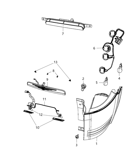 2014 Ram C/V Lamps - Rear Diagram