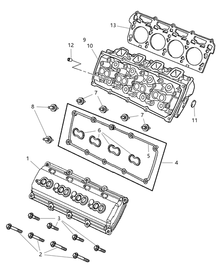 2007 Dodge Magnum Cylinder Head Diagram for 5170621AA