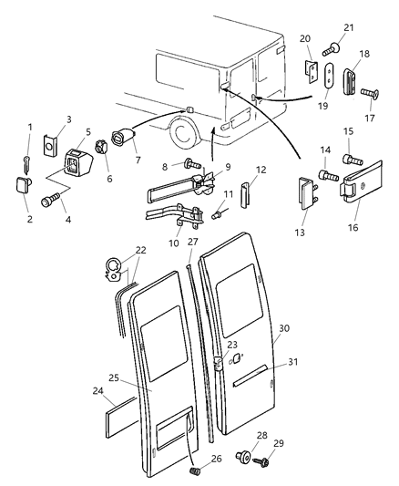 2002 Dodge Sprinter 3500 Bracket License Plate Diagram for 5125189AA