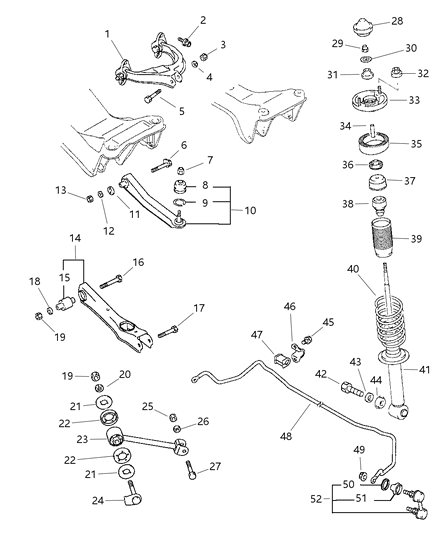 1999 Dodge Avenger Nut, Differential Rear Mounting Diagram for MF430124