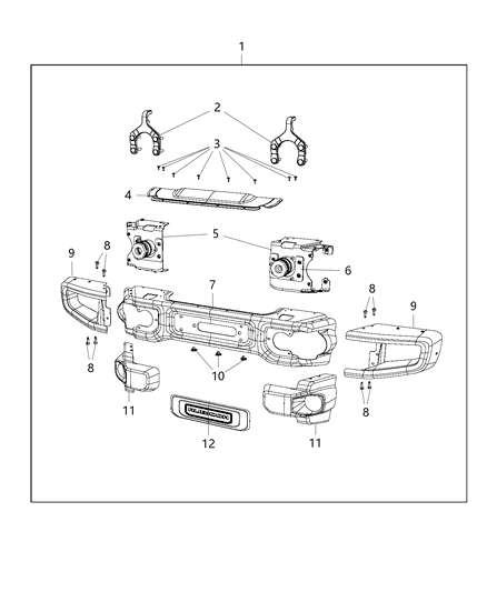 2015 Jeep Wrangler Bumper Front Diagram for 68195896AB