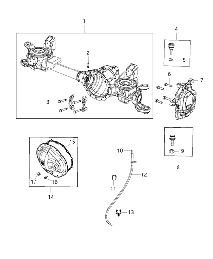 2016 Ram 3500 Cab Chassis Housing And Vent of Front Axle; Differential And Drive Line Diagram 1 - Thumbnail