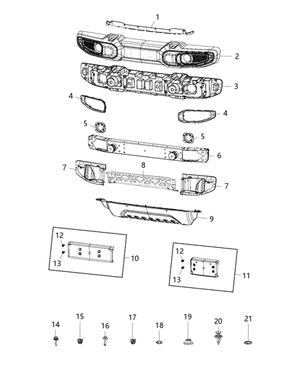 2020 Jeep Wrangler Bumper, Front Diagram 2 - Thumbnail