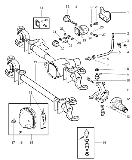 2000 Dodge Ram 3500 Regular Cab Front Axle Housing Diagram