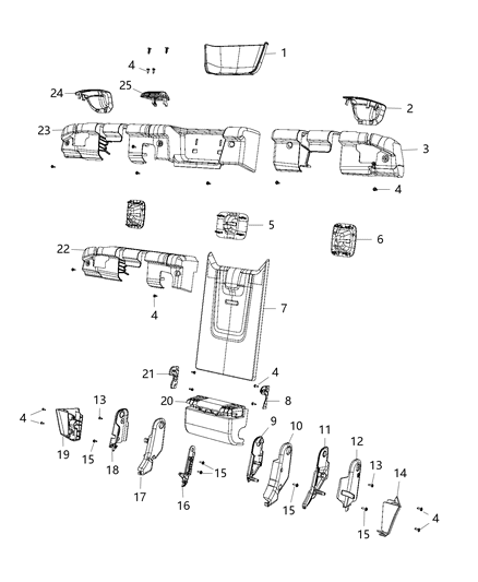 2020 Jeep Wrangler Second Row - Adjusters, Recliners, Shields And Risers Diagram 2 - Thumbnail