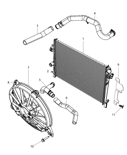 2009 Dodge Journey Radiator & Related Parts Diagram 1 - Thumbnail
