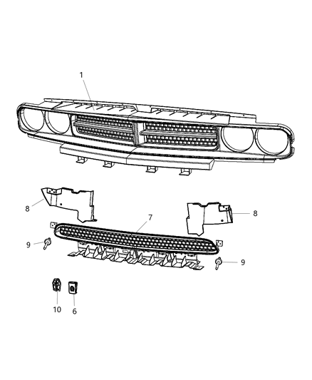 2012 Dodge Challenger Grille Radiator Diagram for 68043388AA