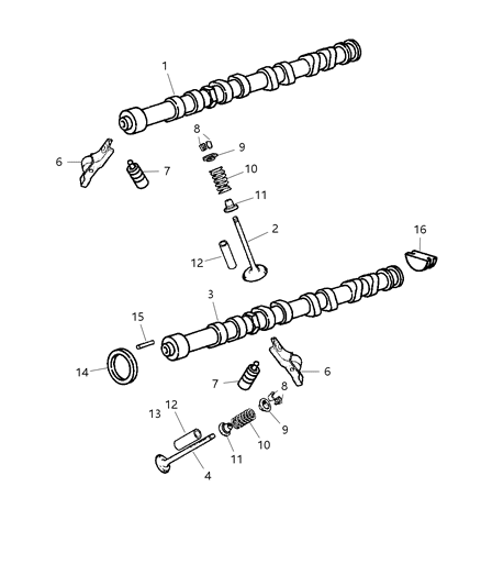 2006 Jeep Wrangler Camshaft & Valves Diagram 1 - Thumbnail