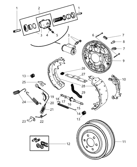 1999 Dodge Dakota Brakes, Rear Diagram 1 - Thumbnail