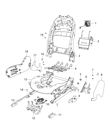 2020 Jeep Cherokee Adjusters, Recliners, Shields And Risers - Passenger Seat Diagram 2 - Thumbnail