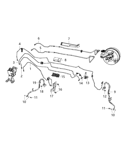 2017 Chrysler Pacifica Clip 2 Way Brake Tube Diagram for 68313606AA