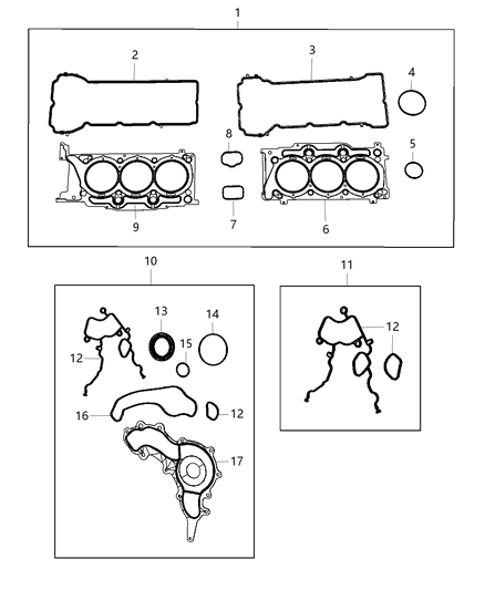 2016 Jeep Wrangler Engine Gasket / Install Kits Diagram 2 - Thumbnail