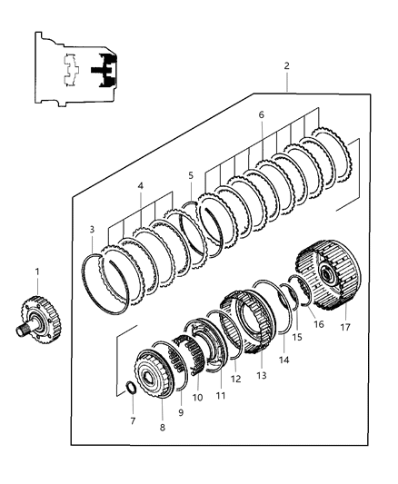 2002 Chrysler Sebring Coupe Gear Train - Clutch, Rear Diagram